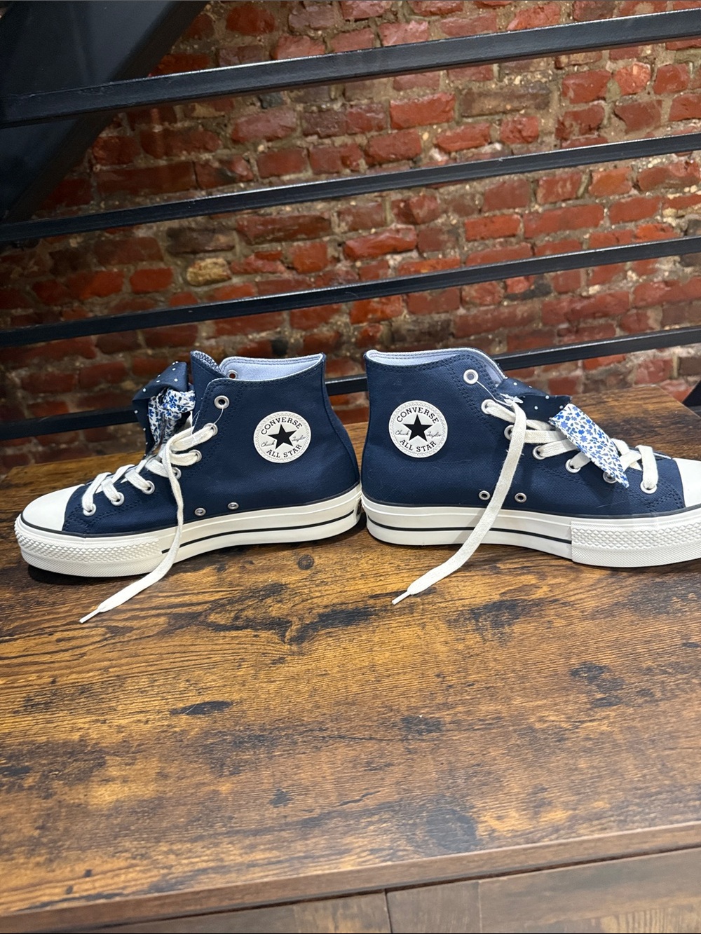 Converse High-Top Sneakers in Navy and White - Picture 3 of 5